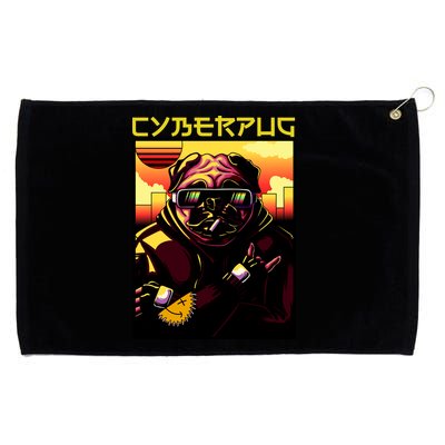 Cyberpug Parody Pug Dog Cyber Punk Grommeted Golf Towel