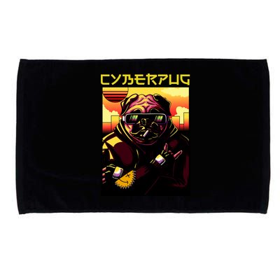 Cyberpug Parody Pug Dog Cyber Punk Microfiber Hand Towel