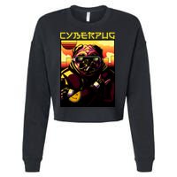 Cyberpug Parody Pug Dog Cyber Punk Cropped Pullover Crew