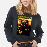 Cyberpug Parody Pug Dog Cyber Punk Cropped Pullover Crew