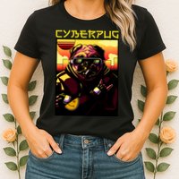 Cyberpug Parody Pug Dog Cyber Punk Womens T-Shirt