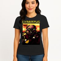 Cyberpug Parody Pug Dog Cyber Punk Womens T-Shirt