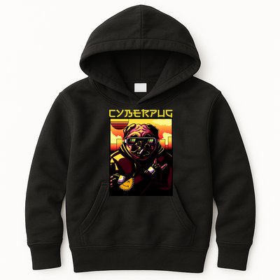 Cyberpug Parody Pug Dog Cyber Punk Kids Hoodie
