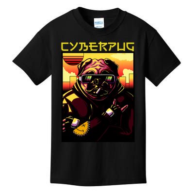 Cyberpug Parody Pug Dog Cyber Punk Kids T-Shirt