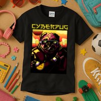 Cyberpug Parody Pug Dog Cyber Punk Kids T-Shirt