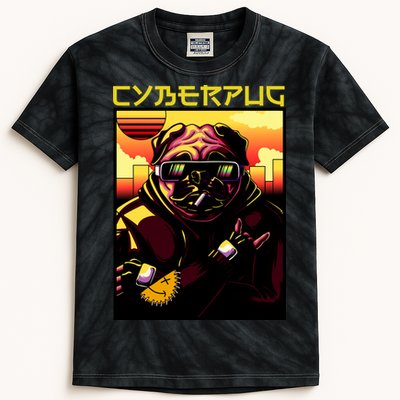 Cyberpug Parody Pug Dog Cyber Punk Kids Tie-Dye T-Shirt