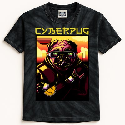 Cyberpug Parody Pug Dog Cyber Punk Kids Tie-Dye T-Shirt