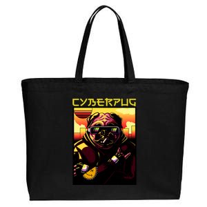 Cyberpug Parody Pug Dog Cyber Punk Cotton Canvas Jumbo Tote