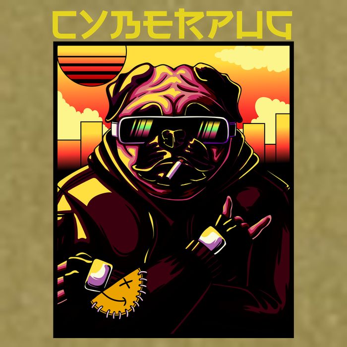 Cyberpug Parody Pug Dog Cyber Punk Garment-Dyed Women's Muscle Tee
