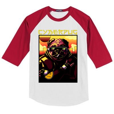 Cyberpug Parody Pug Dog Cyber Punk Kids Colorblock Raglan Jersey