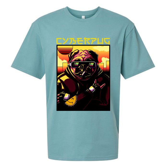 Cyberpug Parody Pug Dog Cyber Punk Sueded Cloud Jersey T-Shirt