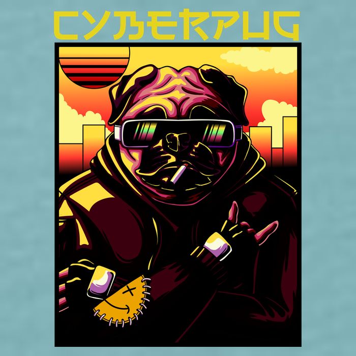 Cyberpug Parody Pug Dog Cyber Punk Sueded Cloud Jersey T-Shirt