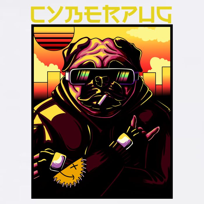 Cyberpug Parody Pug Dog Cyber Punk Garment-Dyed Sweatshirt