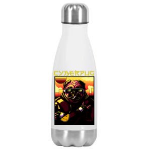 Cyberpug Parody Pug Dog Cyber Punk Stainless Steel Insulated Water Bottle