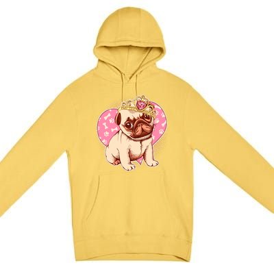 Cute Princess Pug Dog Premium Pullover Hoodie