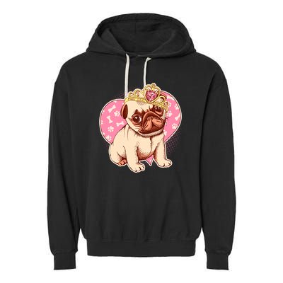 Cute Princess Pug Dog Garment-Dyed Fleece Hoodie