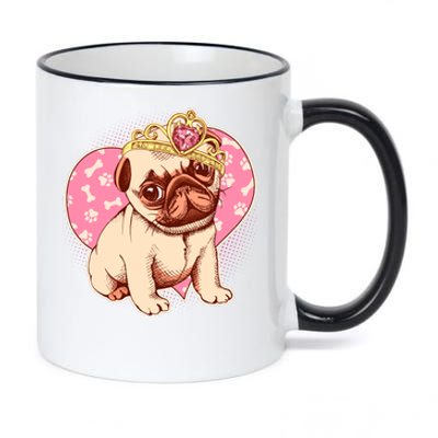 Cute Princess Pug Dog 11oz Black Color Changing Mug