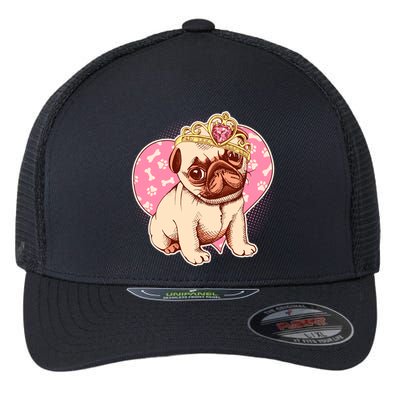 Cute Princess Pug Dog Flexfit Unipanel Trucker Cap