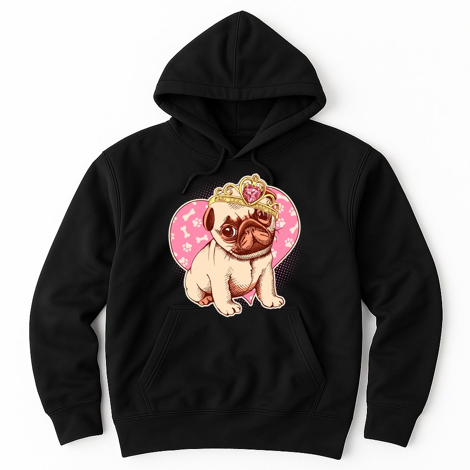 Cute Princess Pug Dog Hoodie