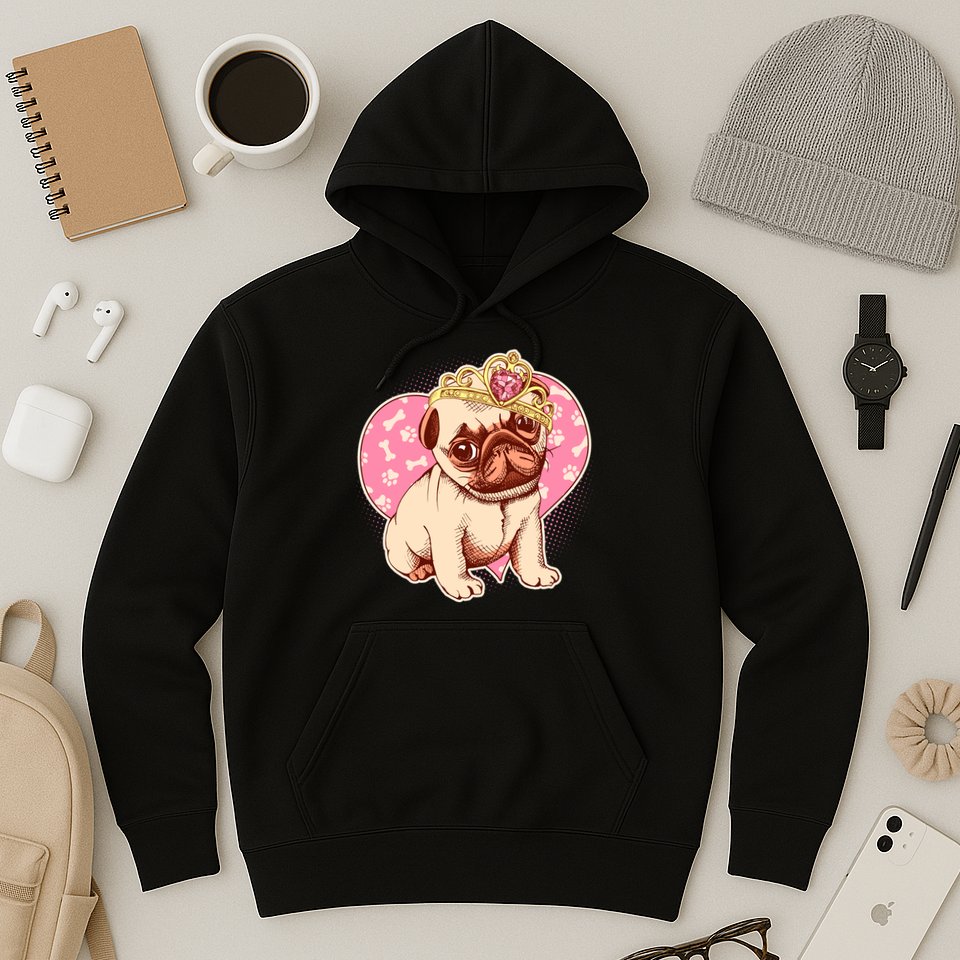 Cute Princess Pug Dog Hoodie