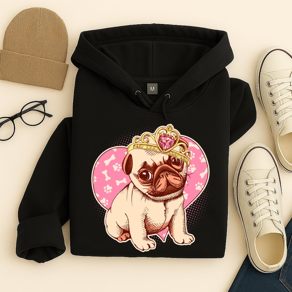 Cute Princess Pug Dog Hoodie