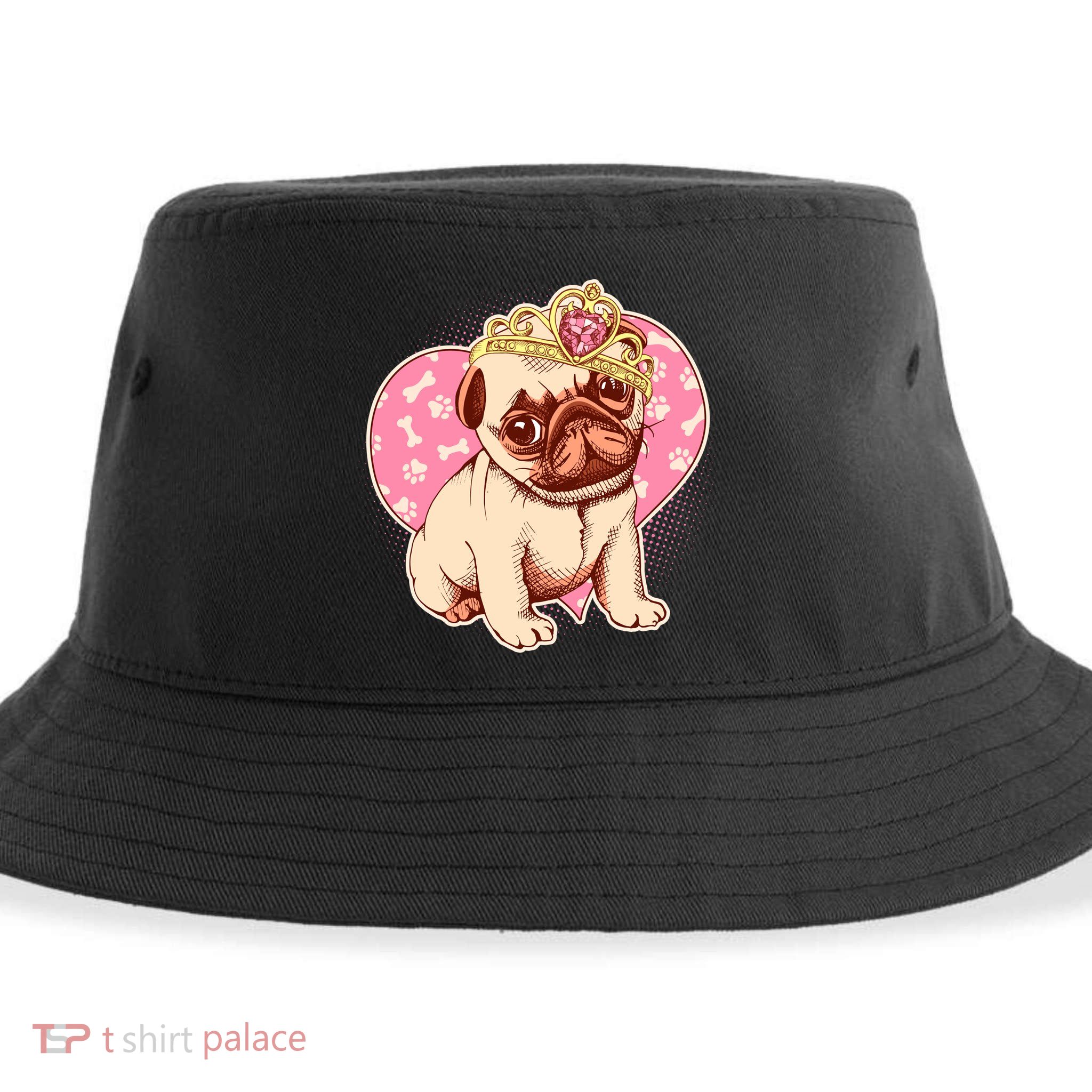 Cute Princess Pug Dog Sustainable Bucket Hat