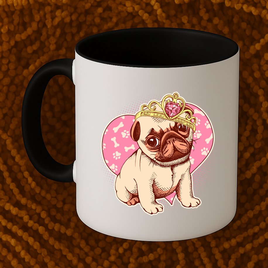Cute Princess Pug Dog Mug