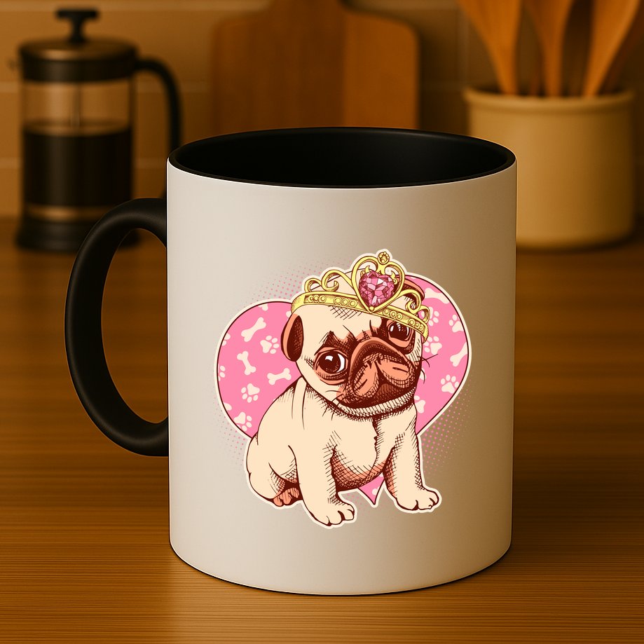 Cute Princess Pug Dog Mug
