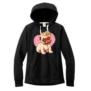 Cute Princess Pug Dog Women's Fleece Hoodie