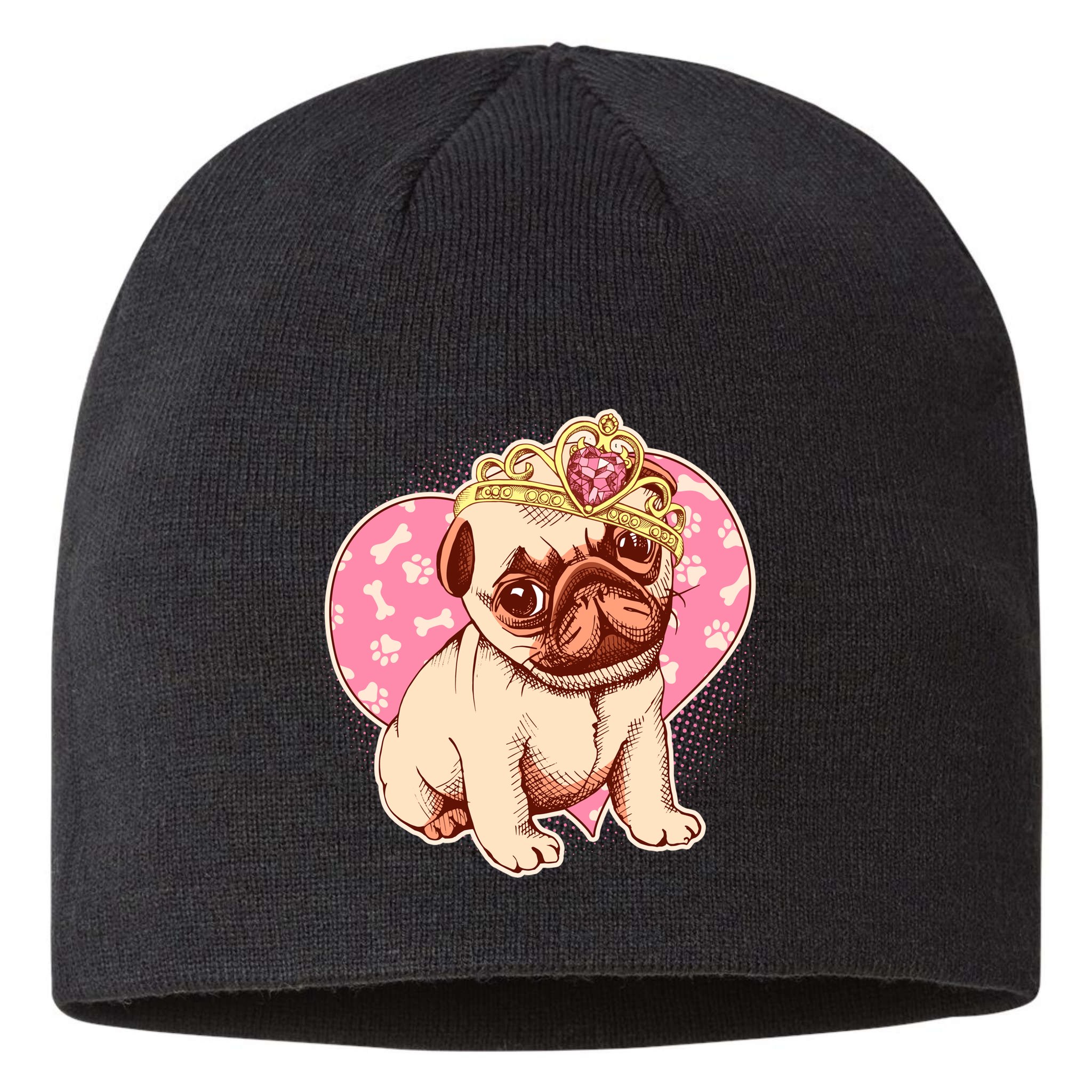 Cute Princess Pug Dog Sustainable Beanie