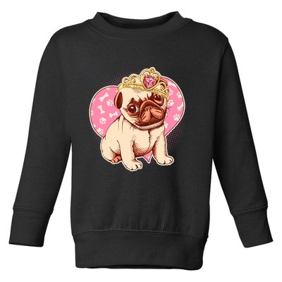 Cute Princess Pug Dog Toddler Sweatshirt