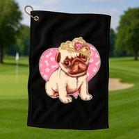 Cute Princess Pug Dog Golf Towel