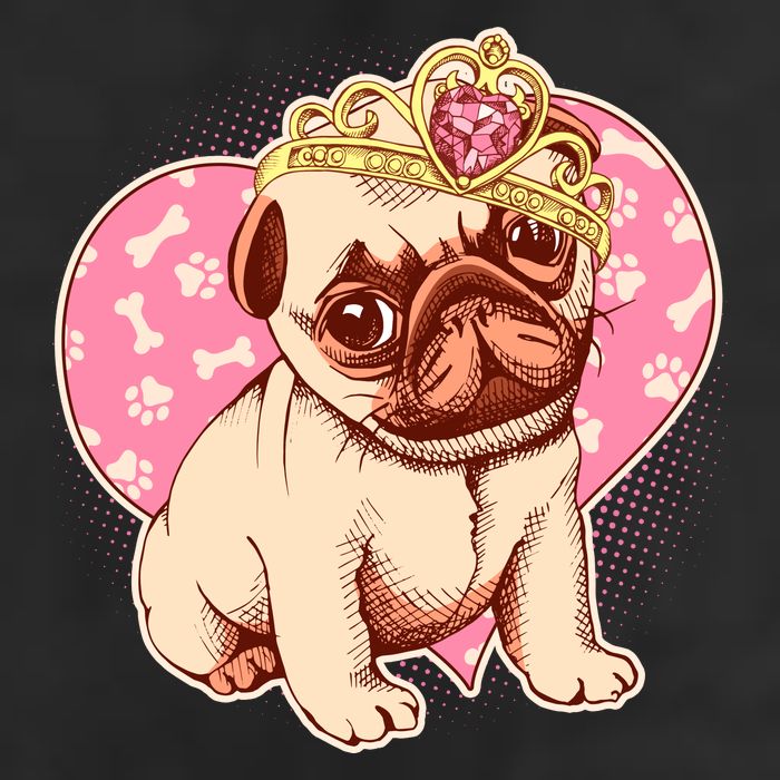 Cute Princess Pug Dog Golf Towel