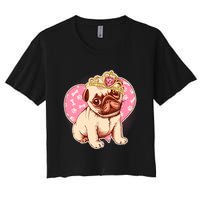 Cute Princess Pug Dog Women's Crop Top Tee