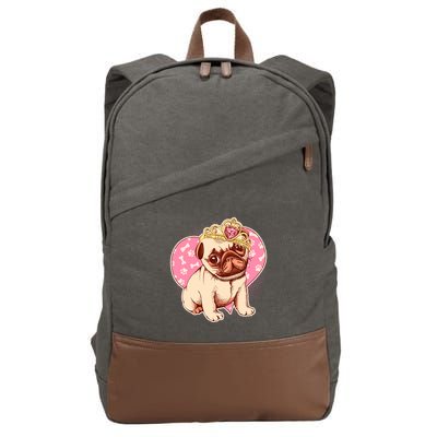 Cute Princess Pug Dog Cotton Canvas Backpack