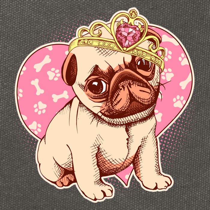 Cute Princess Pug Dog Cotton Canvas Backpack