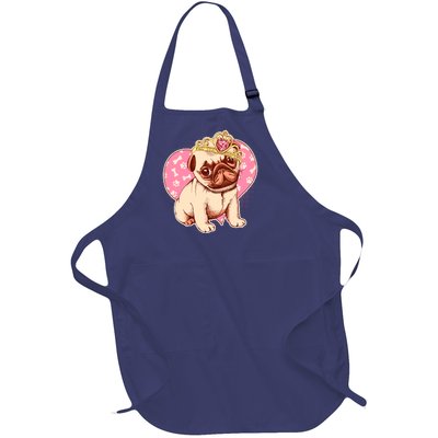 Cute Princess Pug Dog Full-Length Apron With Pockets