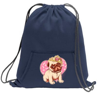 Cute Princess Pug Dog Sweatshirt Cinch Pack Bag