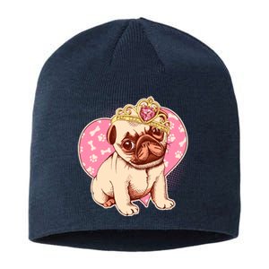 Cute Princess Pug Dog Sustainable Beanie