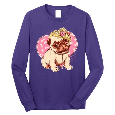 Cute Princess Pug Dog Long Sleeve Shirt