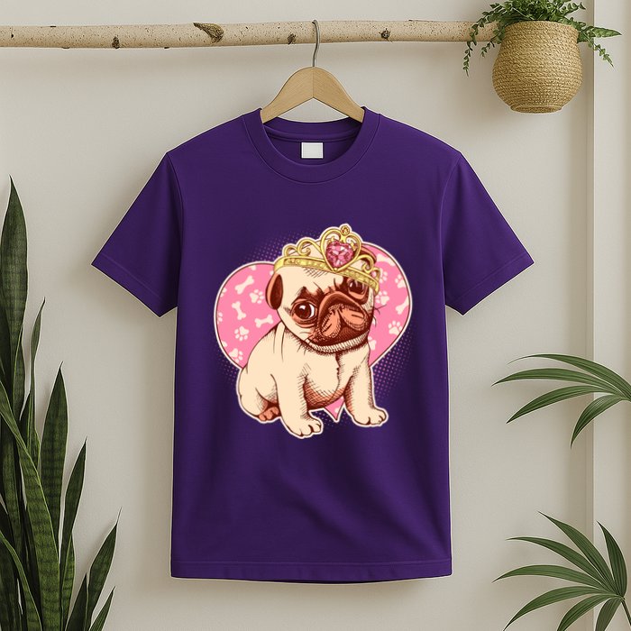 Cute Princess Pug Dog T-Shirt