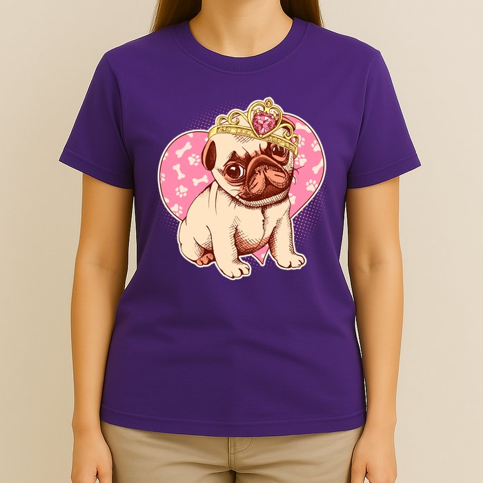 Cute Princess Pug Dog T-Shirt