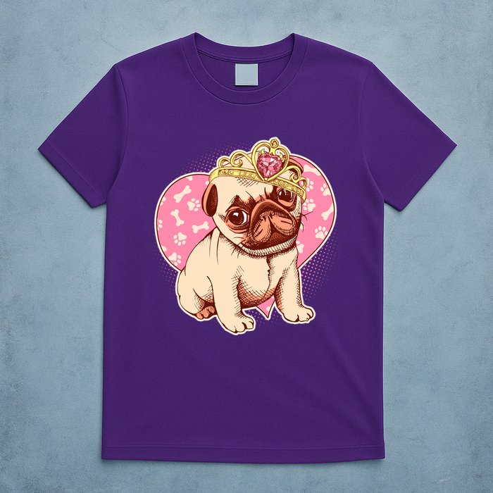 Cute Princess Pug Dog T-Shirt