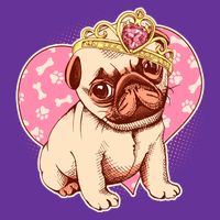 Cute Princess Pug Dog T-Shirt