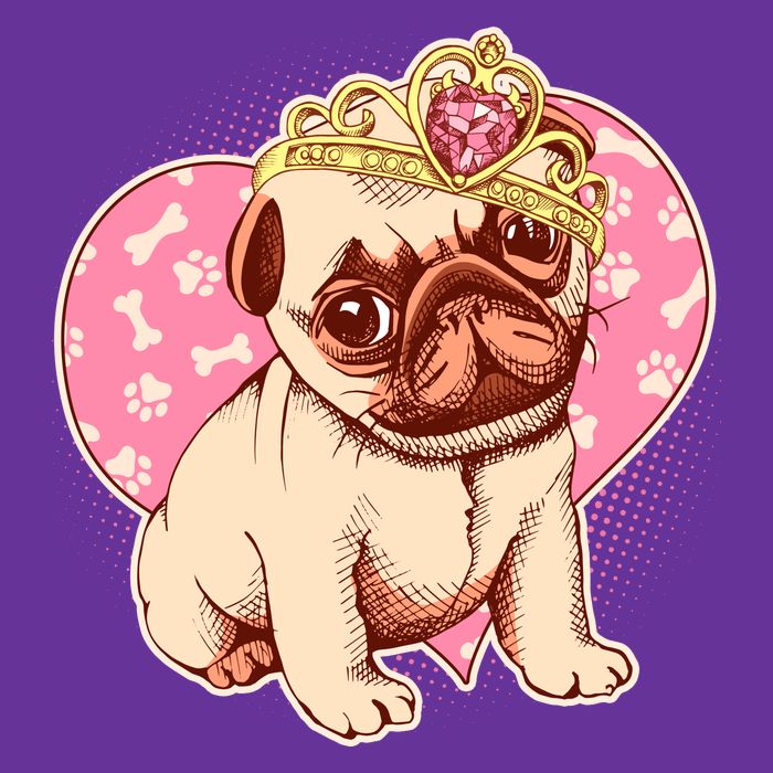 Cute Princess Pug Dog T-Shirt