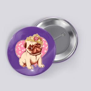 Cute Princess Pug Dog Button