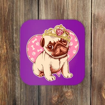 Cute Princess Pug Dog Coaster