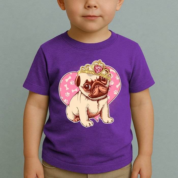 Cute Princess Pug Dog Toddler T-Shirt