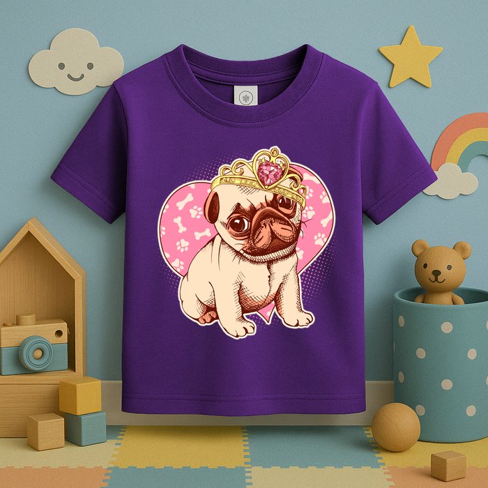 Cute Princess Pug Dog Toddler T-Shirt