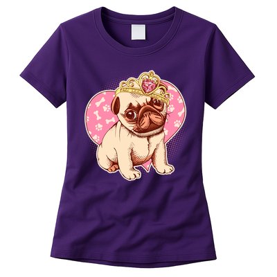 Cute Princess Pug Dog Womens T-Shirt